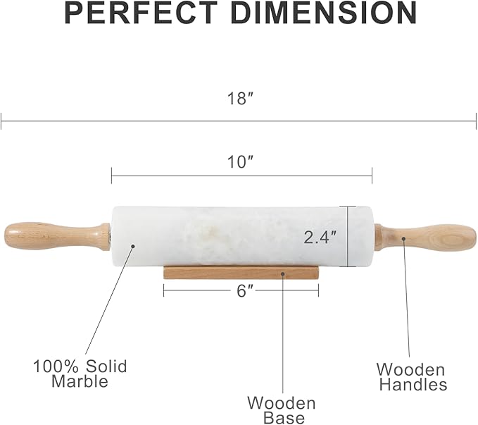 Koville White Marble Rolling Pin - Image 2