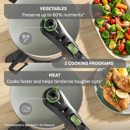 T-Fal Secure Stainless Steel Stovetop Pressure Cooker, 6.3 qt, Induction