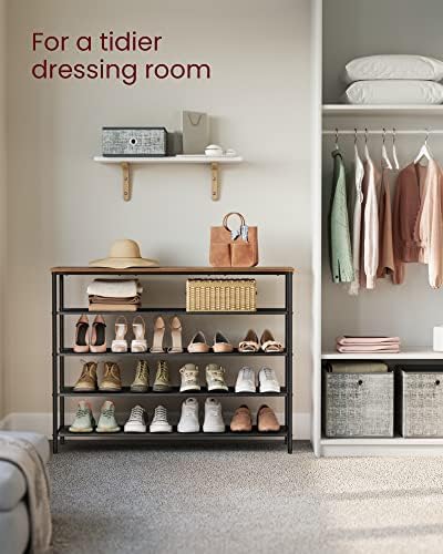 VASAGLE 5-Tier Shoe Rack, 20-24 Pairs, Steel Frame
