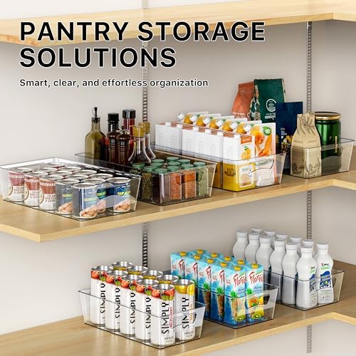 Simple Houseware 4 Pcs Pantry Clear Bin Storage Organizer, 14" x 7" x 3.75"