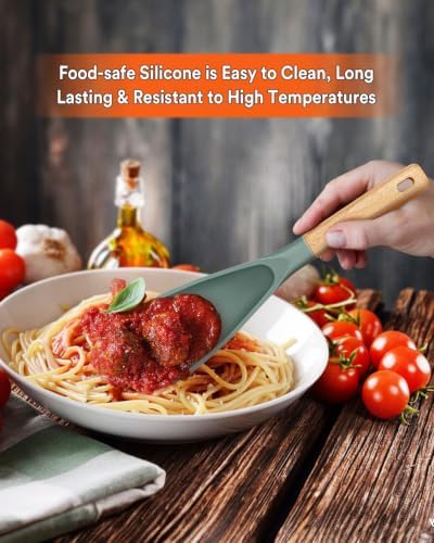 Badiano Silicone Cooking Spoon for Nonstick Cookwares, Multi-function,11.4"