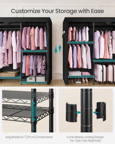 SONGMICS Closet Organizers and Storage, Clothes Rack with Shelves