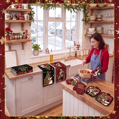 SiliFine 12 Pcs Black Santa Christmas Kitchen Accessories Set