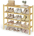 SONGMICS Bamboo Shoe Rack, 4-Tier Stackable Shoe Organizer, for 15-20 Pairs