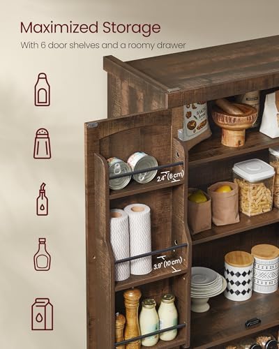 VASAGLE Pantry Cabinet, Freestanding Tall Cupboard with a Drawer