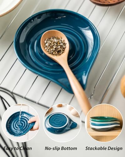 LAUCHUH Spoon Rest for Stove Top, Ceramic Kitchen Spoon Holder for Counter
