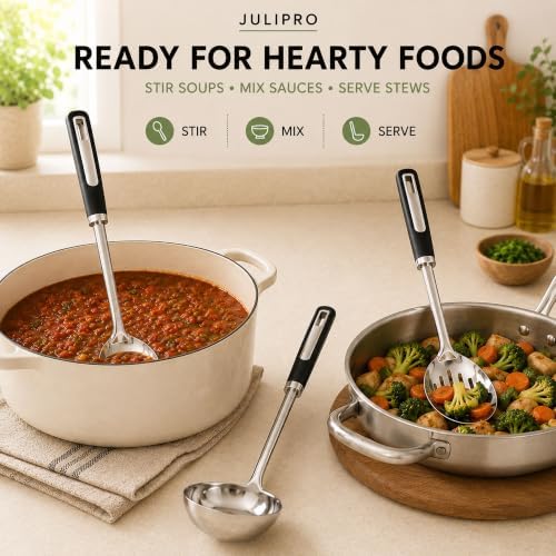 Stainless Steel Cooking Spoon Set,3-Piece Serving,Slotted & Ladle
