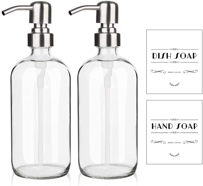 ARKTEK Refillable Soap Dispenser - 17 Oz Clear Glass Bottle by ARKTEK
