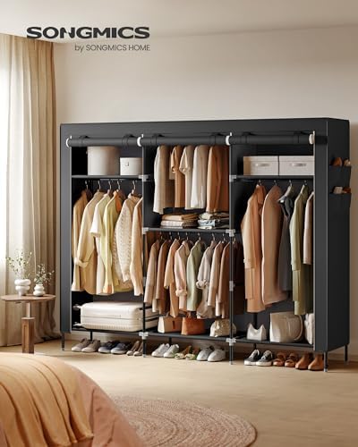 SONGMICS Portable Closet, Fabric Wardrobe, Clothes Rack with Shelves
