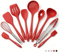 Vayvnt Cooking Utensils Set Silicone, 10PC Kitchen Utensil for Cooking, Red