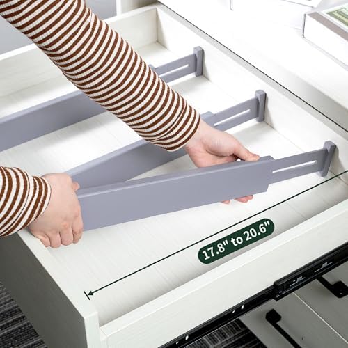 Utoplike Kitchen Drawer Dividers Large, Gray Drawers Organizers Adjustable