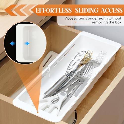 1 Pack Deep Drawer Organizer Adjustable Storage Bin(12.4-17.7")