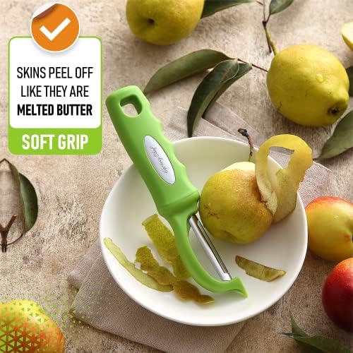 Spring Chef Swivel Vegetable Peeler with Soft Grip Handle, Set of 2, Green