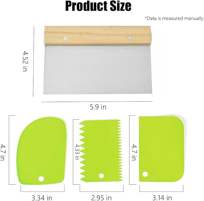4 PCS Bench Scraper, Scraper Food Tool, Dough Scraper and Pastry Cutter - Image 2