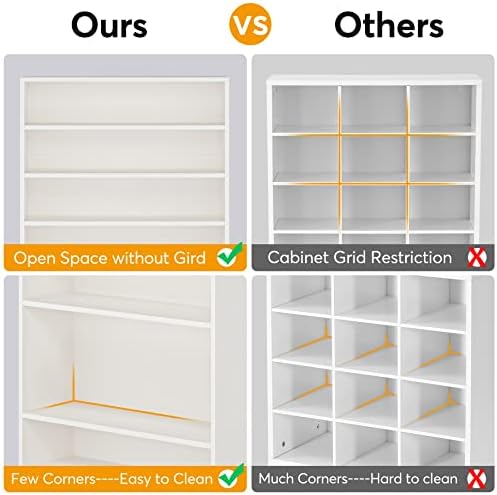 Tribesigns Shoe Cabinet, 9 Tiers 40-45 Pairs Heavy Duty Wood Freestanding Shoe Storage Cabinet, 70.8'' Tall Shoe Organizer with Open Storage for Entryway, White