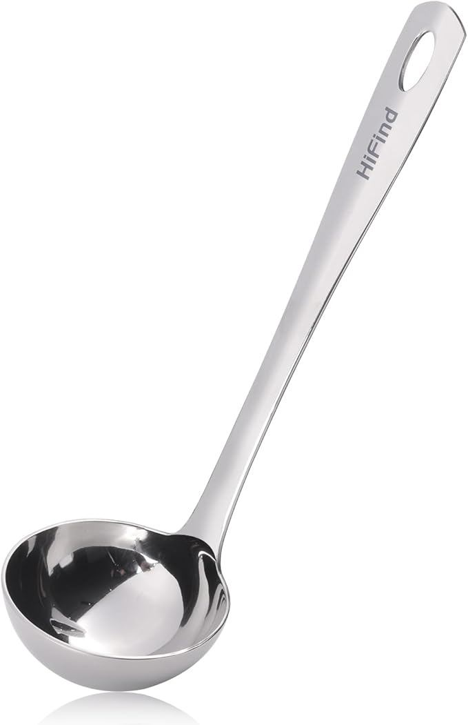 HIFIND Large Ladle Spoon 10.6 Inches Stainless Steel, Heavy Duty Mirror by HIFIND