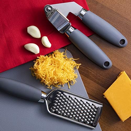COOK WITH COLOR Kitchen Gadget Set Stainless Steel Utensils with Soft Touch Handles, 7 Pieces, Stainless Steel Grey