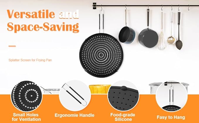 Splatter Screen for Frying Pan, Silicone Grease Splatter Guard, Heat-Resistant - Image 4