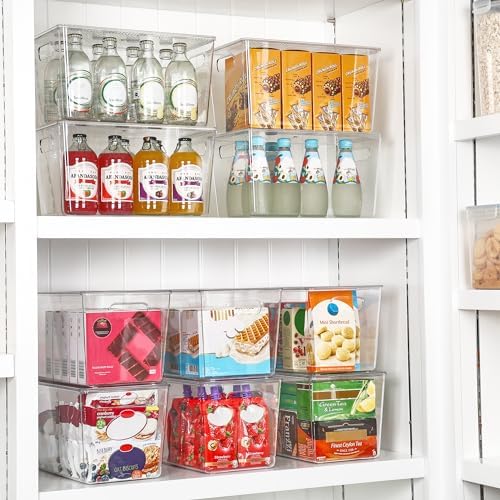 Vtopmart 8 Pack Clear Stackable Storage Bins with Lids and Handles, XLarge