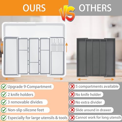 Utensil Organizer for Kitchen Drawer Expandable Silverware Drawer Organizer