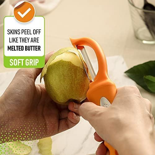 Spring Chef Swivel Potato Peeler with Soft Grip Handle, Set of 2, Mango