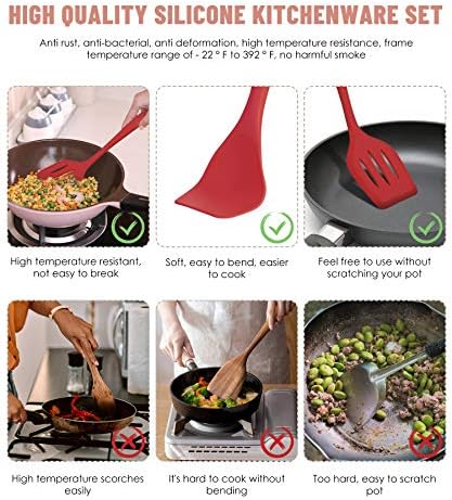 Red Kitchen Utensils Set-12 Pieces Silicone Cooking Utensils Set