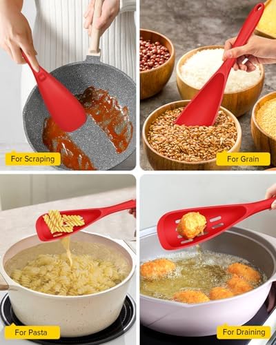 BUNDLEPRO Silicone Cooking Spoons for Nonstick Cookware, One-Piece, 2 Pack
