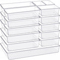 Criusia Drawer Organizer, 18 Pack Large Clear Plastic Kitchen Drawer Organizers Set, 6 Size Versatile Bathroom and Vanity Drawer Organizer Trays, Storage Bins for Makeup, Bedroom, Kitchen Utensils