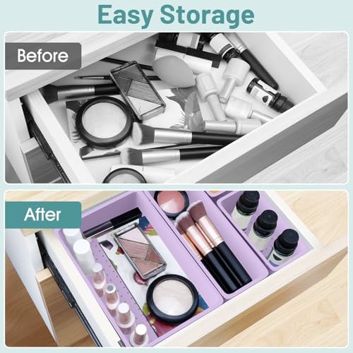 25 PCS Plastic Drawer Organizer Set, Makeup Organizers and Storage Bins