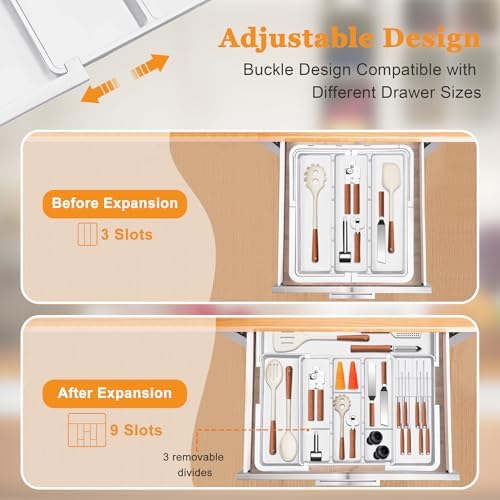 Homecor Kitchen Drawer Organizer Large Expandable Utensil Organizer
