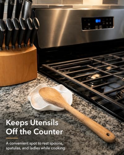 Miamolo Spoon Rest for Kitchen Counter, Ceramic Spoon Holder Heat-Resistant