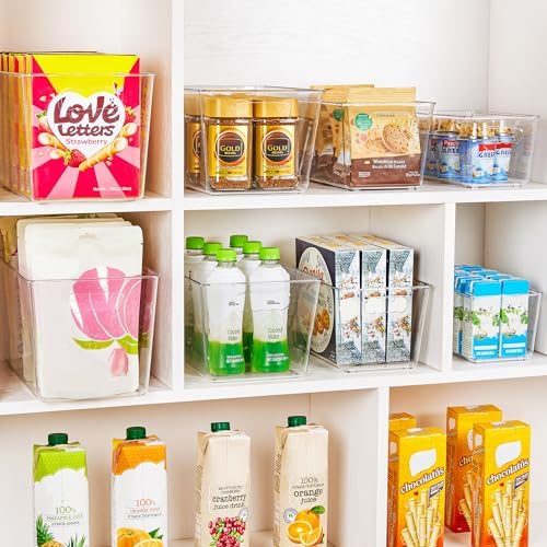 YIHONG 36 Pack Clear Pantry Organizer Bins, Plastic Containers with Handle for Kitchen,Freezer,Cabinet,Closet,Bathroom Under Sink Storage