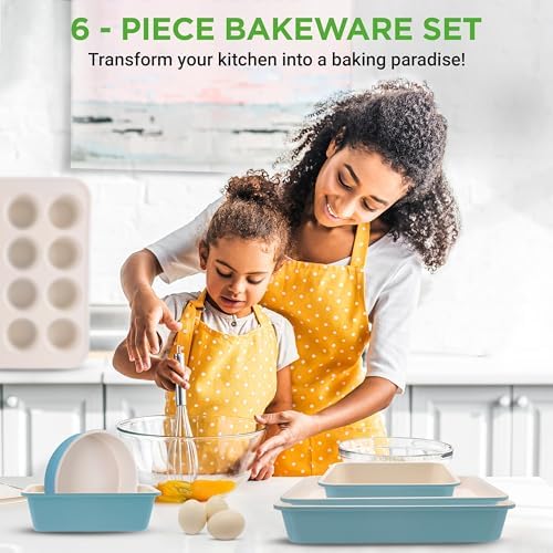NutriChef Non Stick Baking Pans Set, 6-Piece Bakeware Set