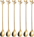 AnSaw 6-Piece Elegant Gold Leaf Long Handle Teaspoons by AnSaw