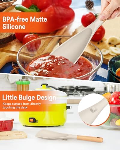 Badiano Silicone Cooking Spoon for Nonstick Cookwares, Multi-function,11.4"
