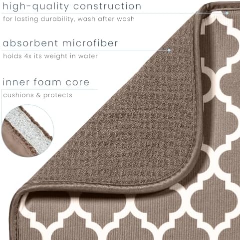 S&T INC. Dish Drying Mat, 18" x 24", XL, Tan Trellis
