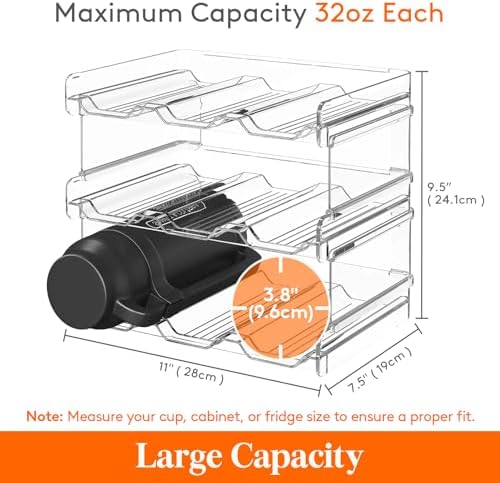 Lifewit Stackable Water Bottle Organizer for Cabinet, Clear Tumbler Holder