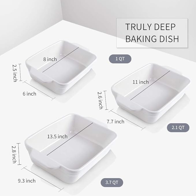KOOV Bakeware Set, Ceramic Baking Dish Set, Rectangular Casserole Dish Set - Image 3