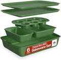 BAKKEN Kitchen Baking Pan Set - Nonstick Green Marble Coating, Commercial Grade Carbon Steel Bakeware Sets, Baking Kitchen Essentials, PFOA, PFOS, PTFE Free, Oven Safe Tray (Up To 450° F), Set of 6