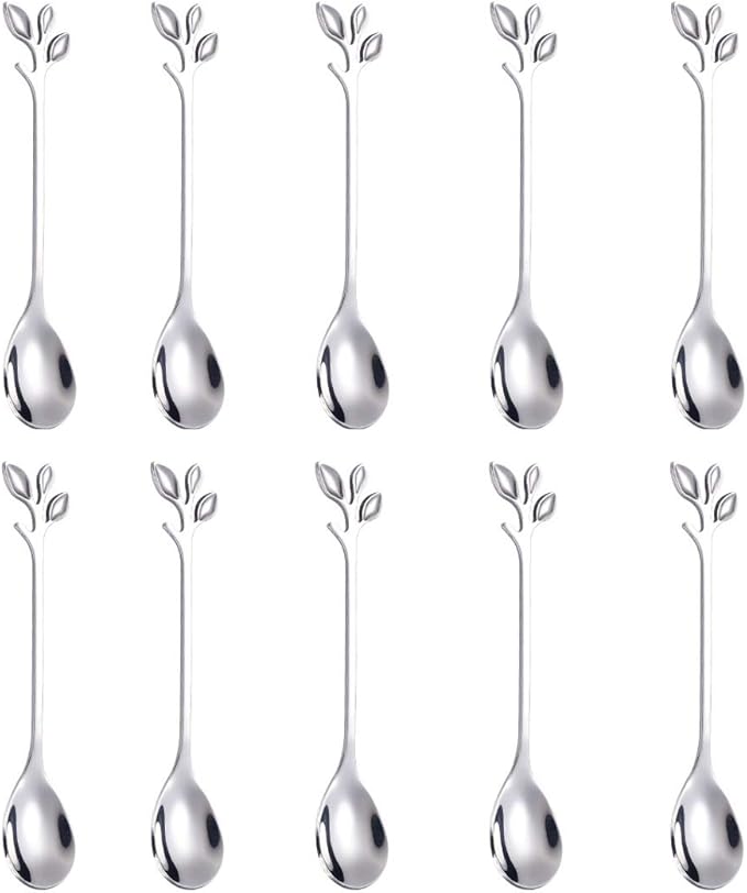 AnSaw Elegant Silver Leaf Coffee Spoons by AnSaw