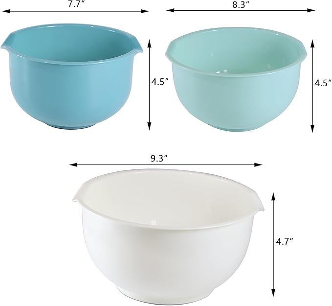 Set of 3 Mixing Bowls with Pour Spout-Nesting Design Saves Space - Image 2