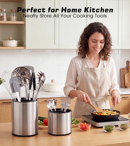 360°Rotating Kitchen Utensil Holder, 8"+5.5" Utensil Crocks for Countertop