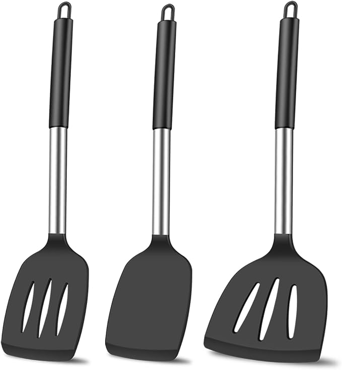 KLAQQED 3Pcs Silicone Spatula Set Heat Resistant Spatulas by KLAQQEDBrand
