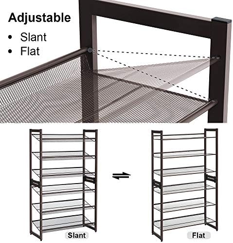 SONGMICS Metal Shoe Rack, 6-Tier Shoe Orgainzer, Holds 18-24 Pairs