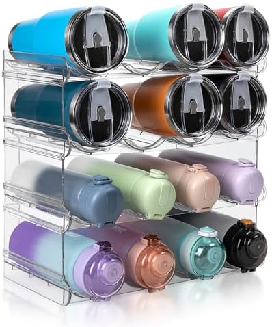 spospo Water Bottle Organizer 4 Tier Large Compartment Water Bottle Holder