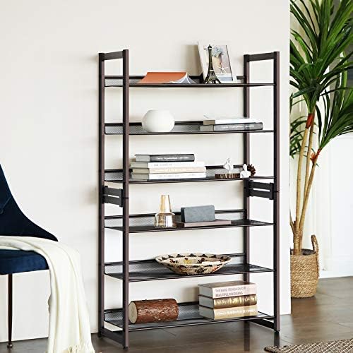 SONGMICS Metal Shoe Rack, 6-Tier Shoe Orgainzer, Holds 18-24 Pairs
