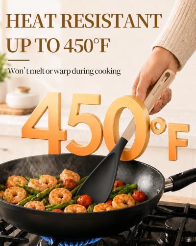 Astercook Cooking Spoon, 2 Pack, Nonstick Safe Silicone Spatula