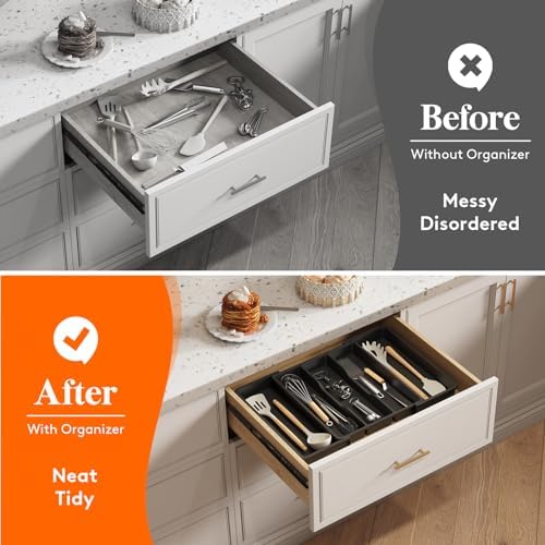 Lifewit Utensil Organizer for Kitchen Drawers, Expandable Utensil Tray