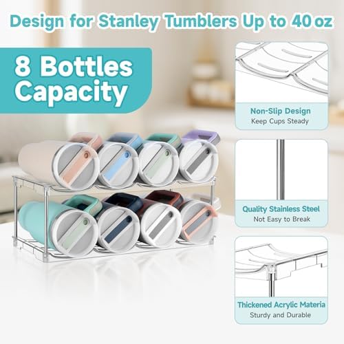spospo Stackable Water Bottle Organizer Large Compartment Bottle Holder
