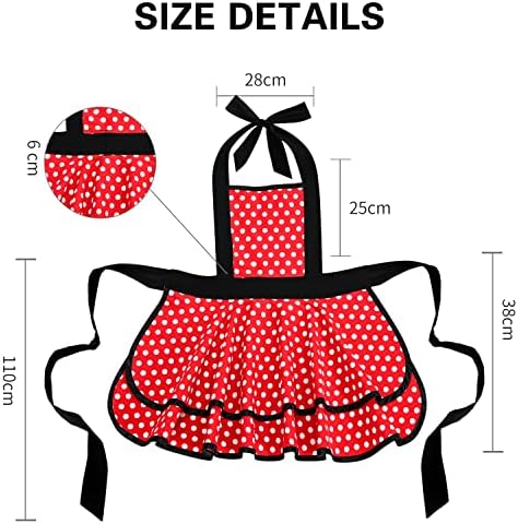 Violet Mist Cute Lovely Retro Aprons for Women Girls Ladies Sexy Vintage Aprons Christmas Apron Polk Dot Vintage 50s Apron kawaii Cooking Kitchen Ruffle Apron for Housewife Waitress Mother's Gift